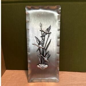 MCM Metal Geese Wall Hanging • 8” x 3.5” • Dimensional Decor